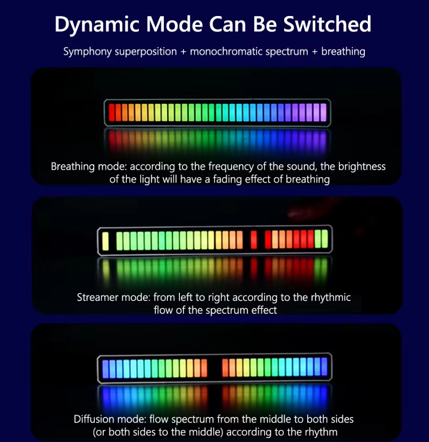 Music Levels Lights - Music Sync RGB LED Light Bar – Bluetooth Sound Reactive Ambient Lamp